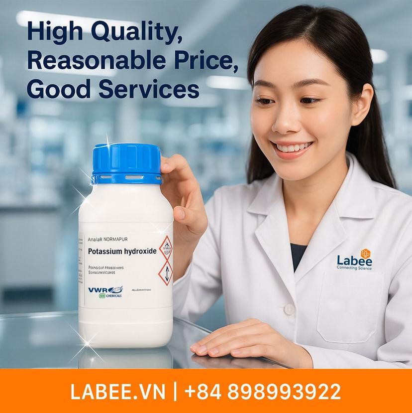 Hóa chất Potassium hydroxide 85.0-100.5%, pellets, R.PE/AR - VWR - ảnh 1