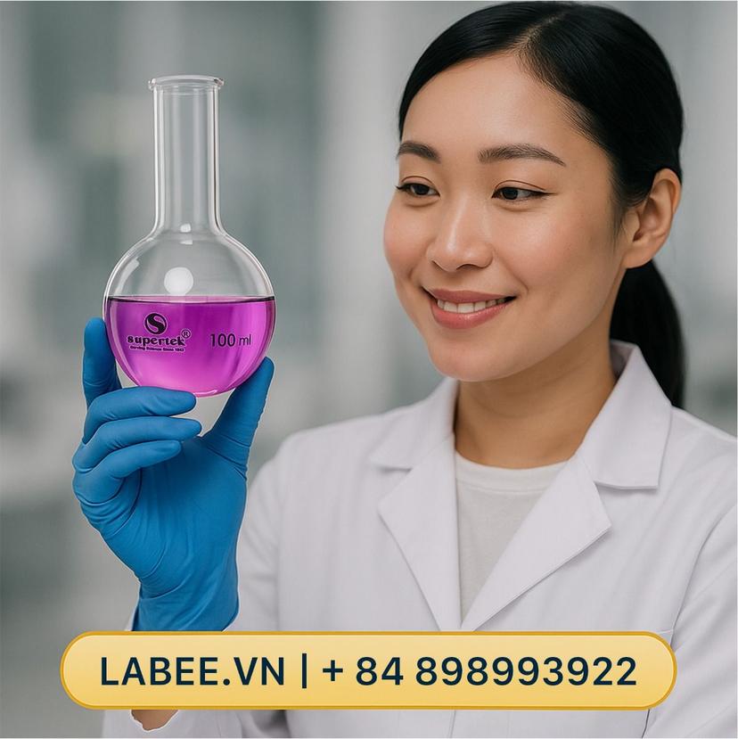 Bình cầu đáy phẳng, ISO 1773, vạch trắng - SUPERTEK - ảnh 1
