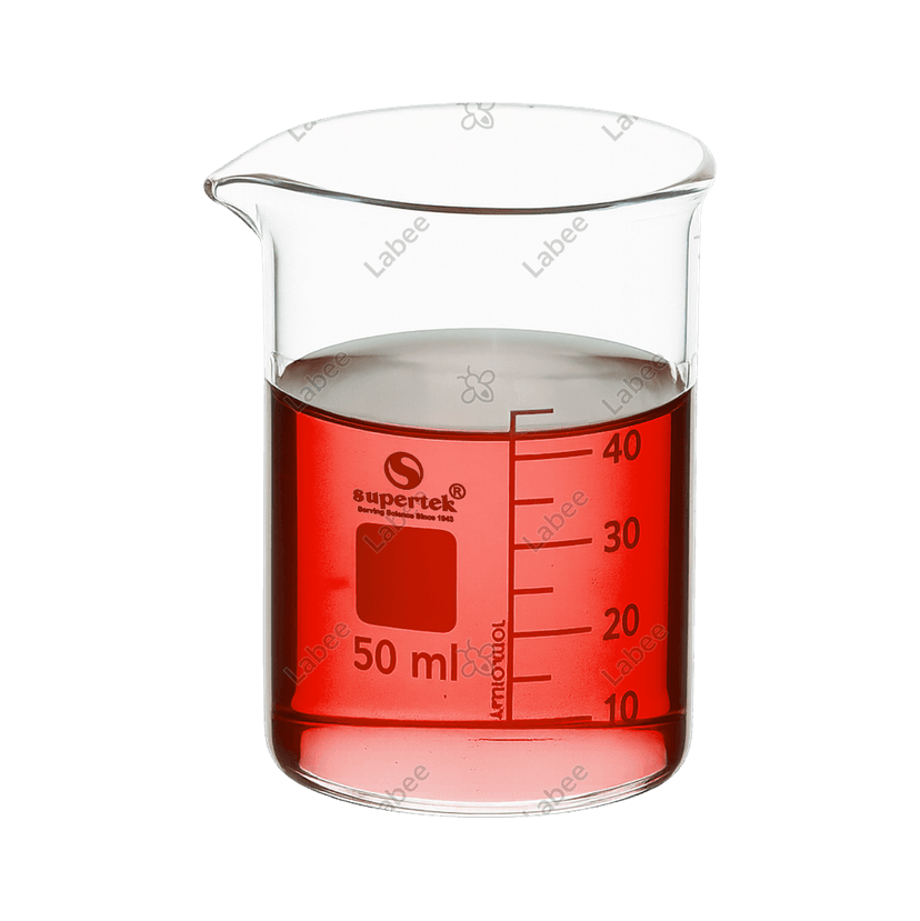 Cốc thủy tinh thấp thành, có mỏ, chia vạch trắng, ISO 3819 - SUPERTEK - ảnh 3