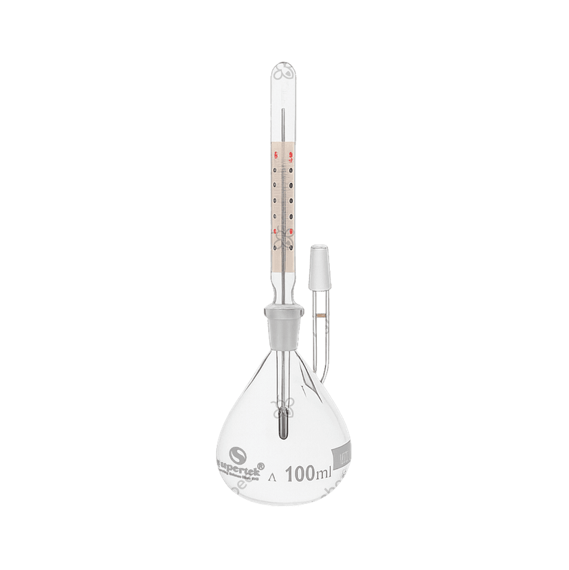 Bình đo tỷ trọng có nhiệt kế, Pyknometer With Ground-in Thermometer, Class A With Individual Works Certificate - Supertek - ảnh 3