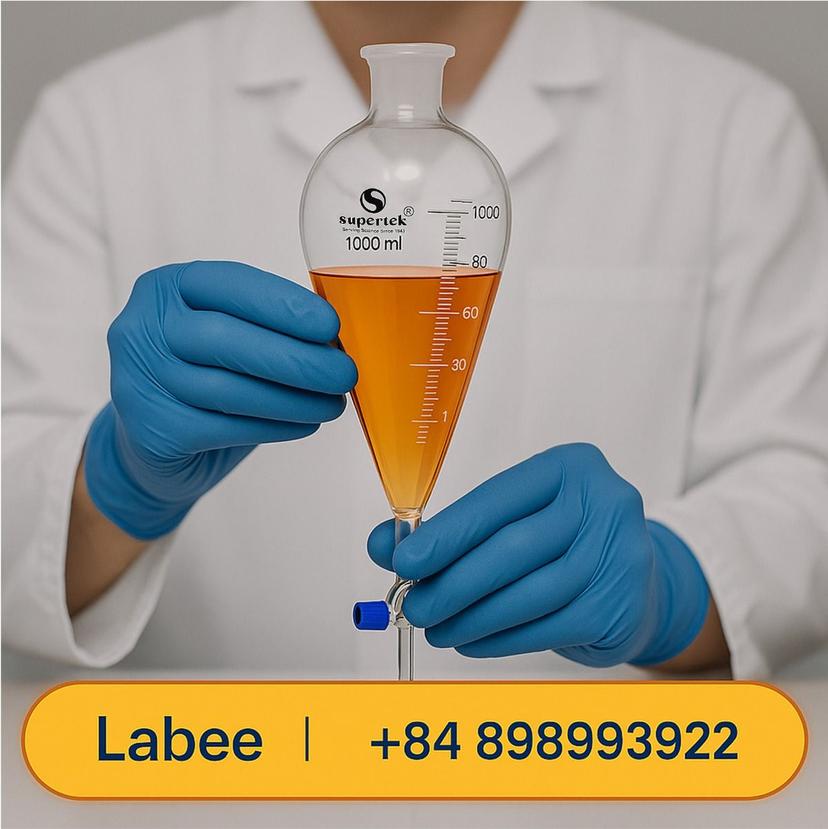 Phễu chiết Squibb, chia vạch, khóa PTFE, nút nhựa PE, DIN ISO 4800 - SUPERTEK - ảnh 2