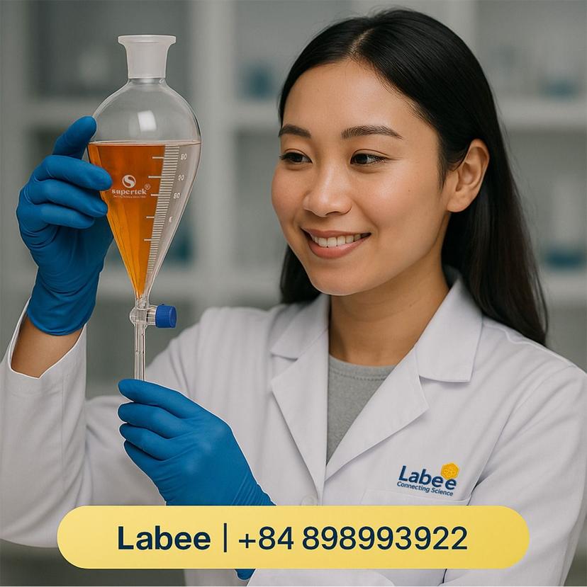 Phễu chiết Squibb, chia vạch, khóa PTFE, nút nhựa PE, DIN ISO 4800 - SUPERTEK - ảnh 1