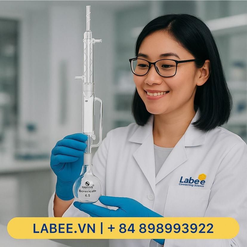 Bộ chiết Soxhlet, gồm bình chiết cổ 29/32 – ống chiết – ống sinh hàn, nối thủy tinh - SUPERTEK - ảnh 1