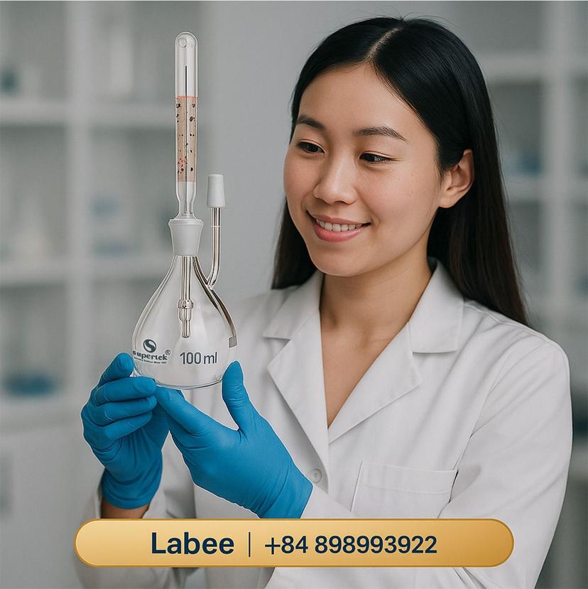 Bình đo tỷ trọng có nhiệt kế, Pyknometer With Ground-in Thermometer, Class A With Individual Works Certificate - Supertek - ảnh 1