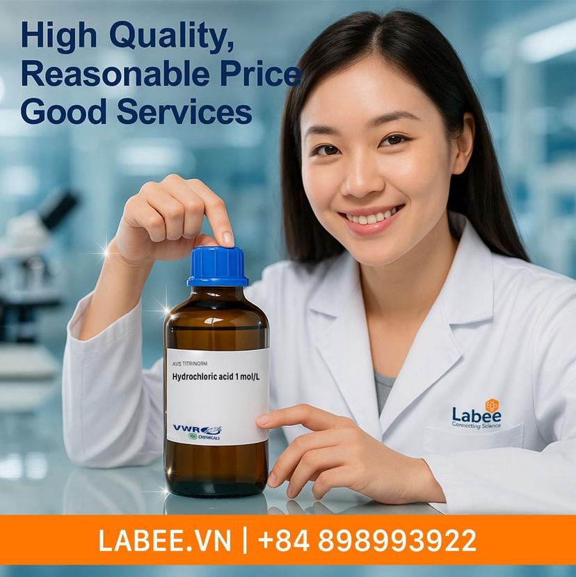 Hóa chất Hydrochloric acid 1 mol/l (1 N), AVS TITRINORM Reag. Ph. Eur., Reag. USP, NF volumetric solution - VWR - ảnh 1