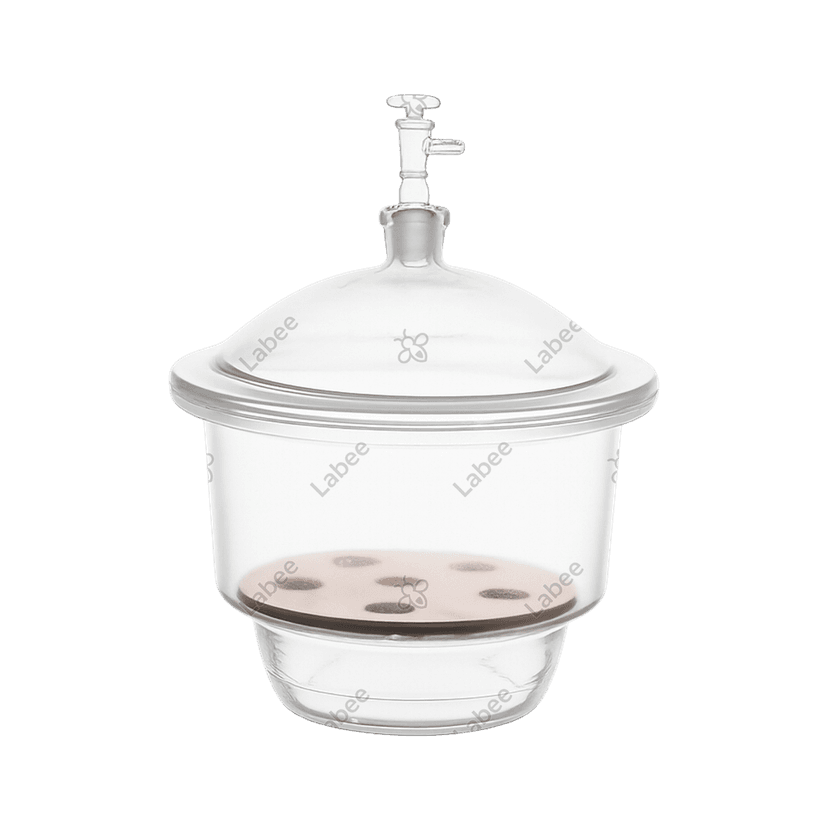 Bình hút ẩm có vòi Desiccator, Vacuum Neutral Glass With Porcelain Plate - Supertek - ảnh 3