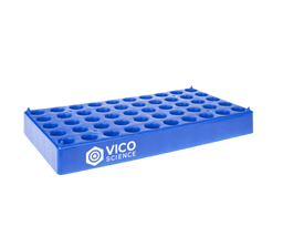 Giá đựng lọ nhựa PP, 50 vị trí cho lọ 2mL, màu xanh dương - VICO SCIENCE