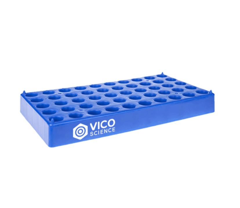 Giá đựng lọ nhựa PP, 50 vị trí cho lọ 2mL, màu xanh dương - VICO SCIENCE - ảnh 2