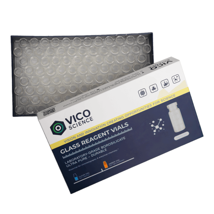 Chai thủy tinh Vial 2ml, 12x32mm đáy phẳng 9-425 lọ vặn ren with Label - VICO SCIENCE - ảnh 1