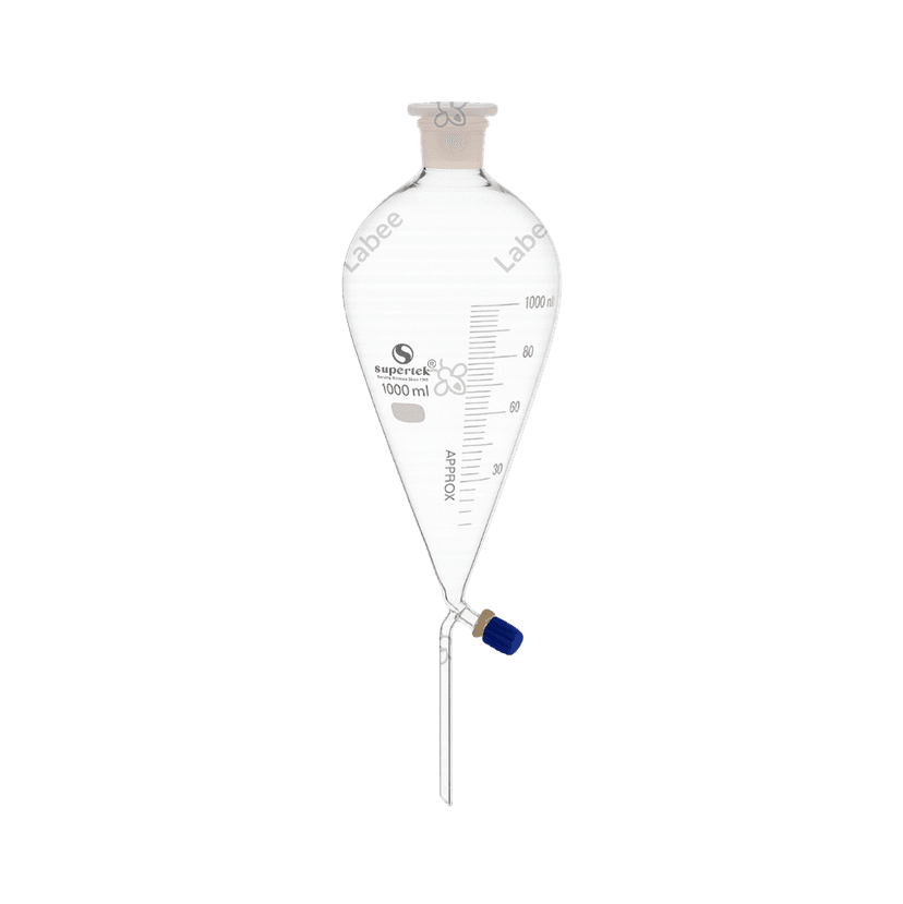 Phễu chiết Squibb, chia vạch, khóa PTFE, nút nhựa PE, DIN ISO 4800 - SUPERTEK - ảnh 3