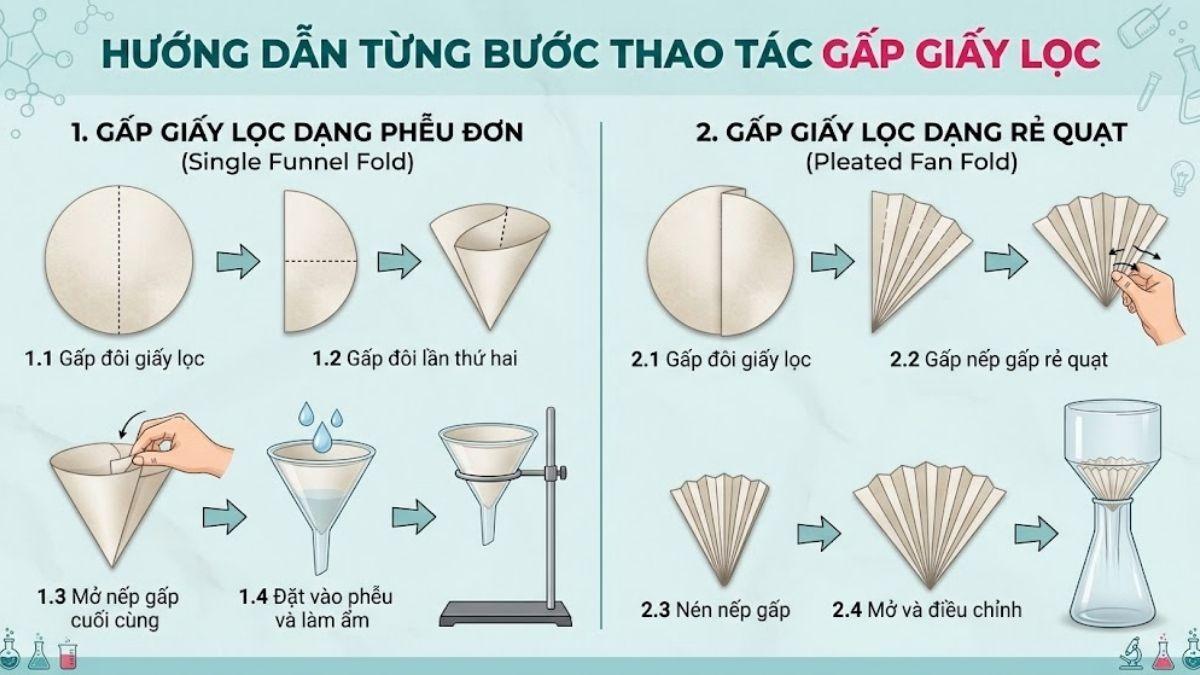 Các bước gấp giấy lọc phòng thí nghiệm chuẩn SOP