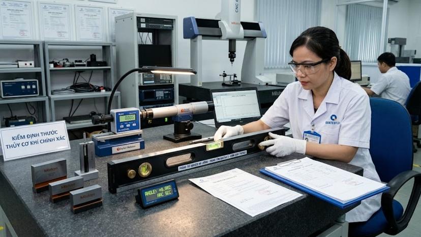 Thước thủy cơ khí chính xác đợt kiểm định tại phòng thí nghiệm
