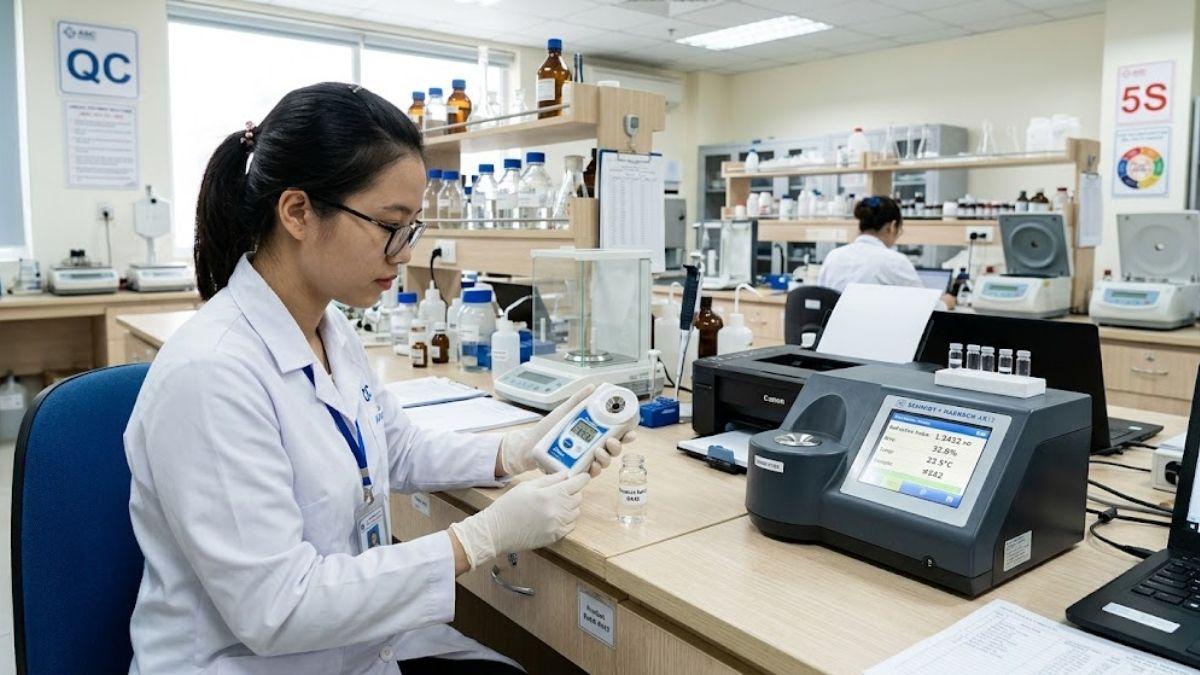 Thiết bị khúc xạ kế cầm tay và khúc xạ kế kỹ thuật số để bàn trong phòng QC