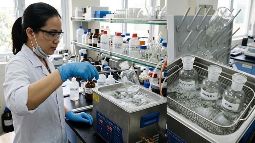 Sơ đồ các bước quy trình vệ sinh dụng cụ thủy tinh phòng lab