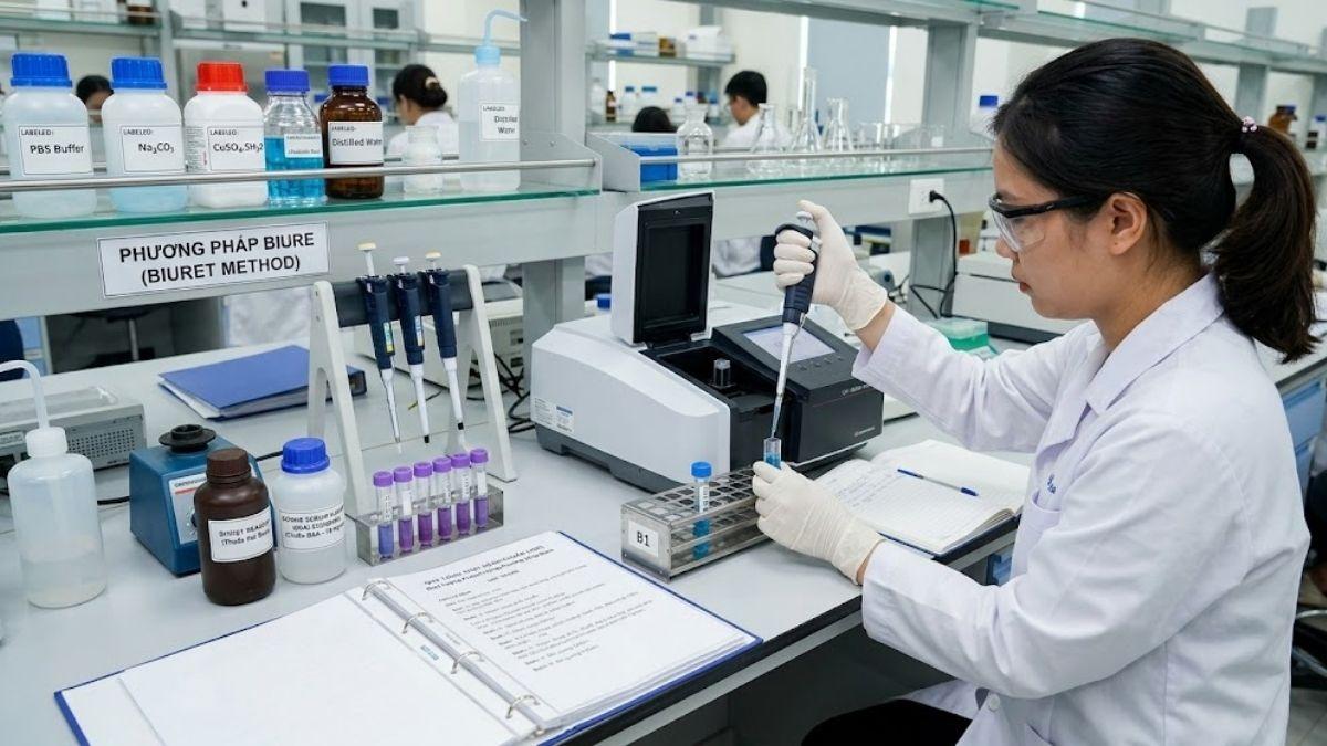 Quy trình thực hành chuẩn SOP định lượng protein bằng phương pháp Biure trên thiết bị đo quang