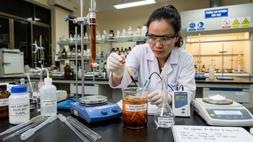 Thí nghiệm đo độ tan và sự biến đổi màu sắc dung dịch Axit Ascorbic khi oxy hóa