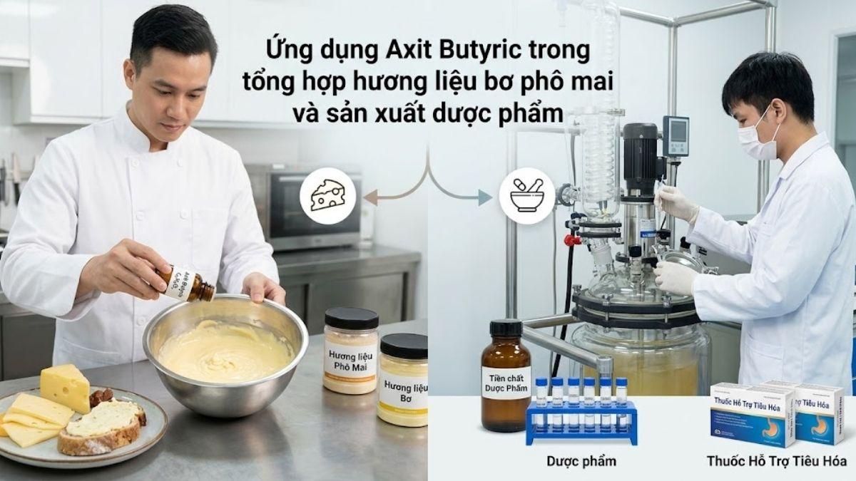 Ứng dụng Axit Butyric trong tổng hợp hương liệu bơ phô mai và sản xuất dược phẩm