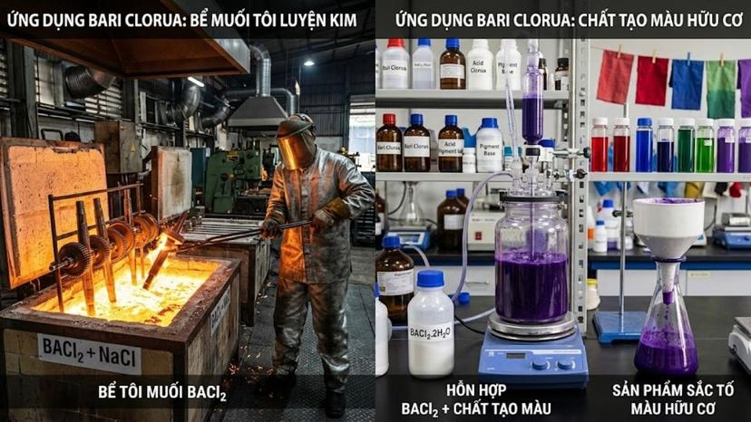 Ứng dụng Bari Clorua trong các bể muối tôi luyện kim và chất tạo màu hữu cơ