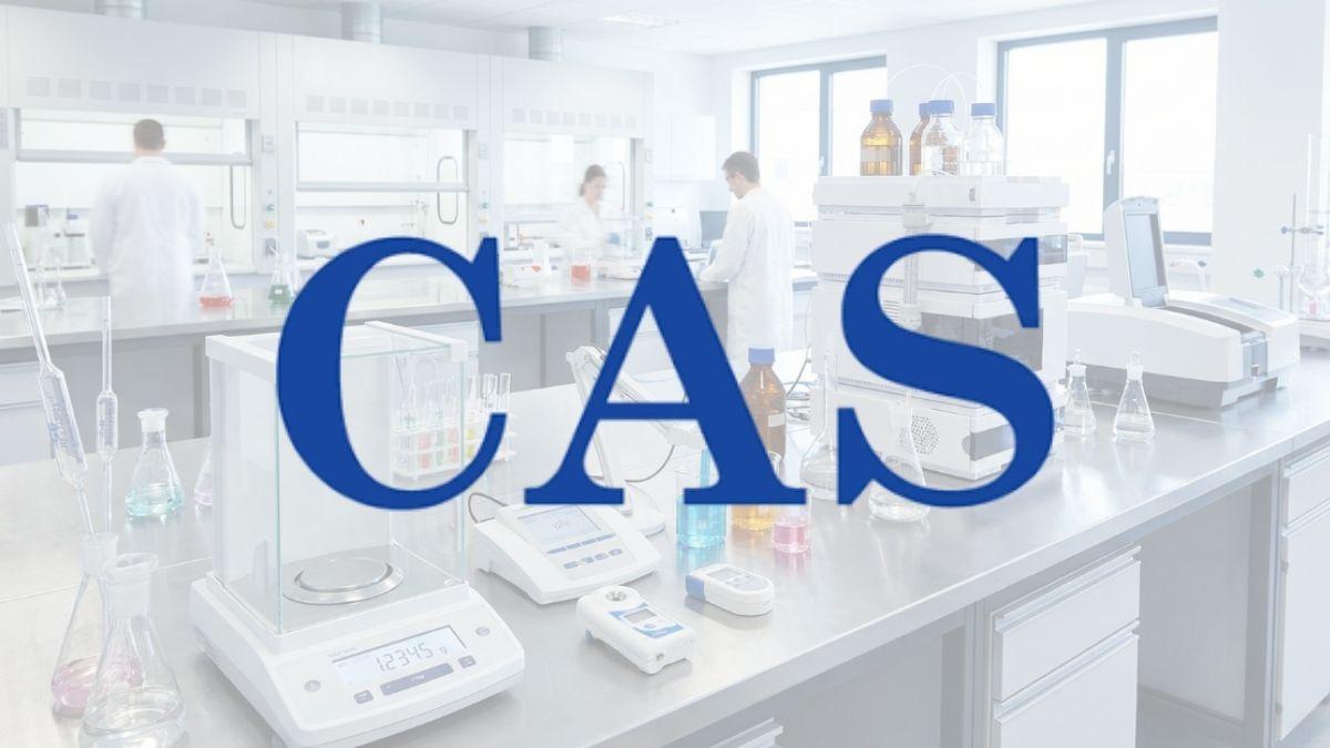 Biểu tượng mã CAS và cấu trúc phân tử hóa chất minh họa